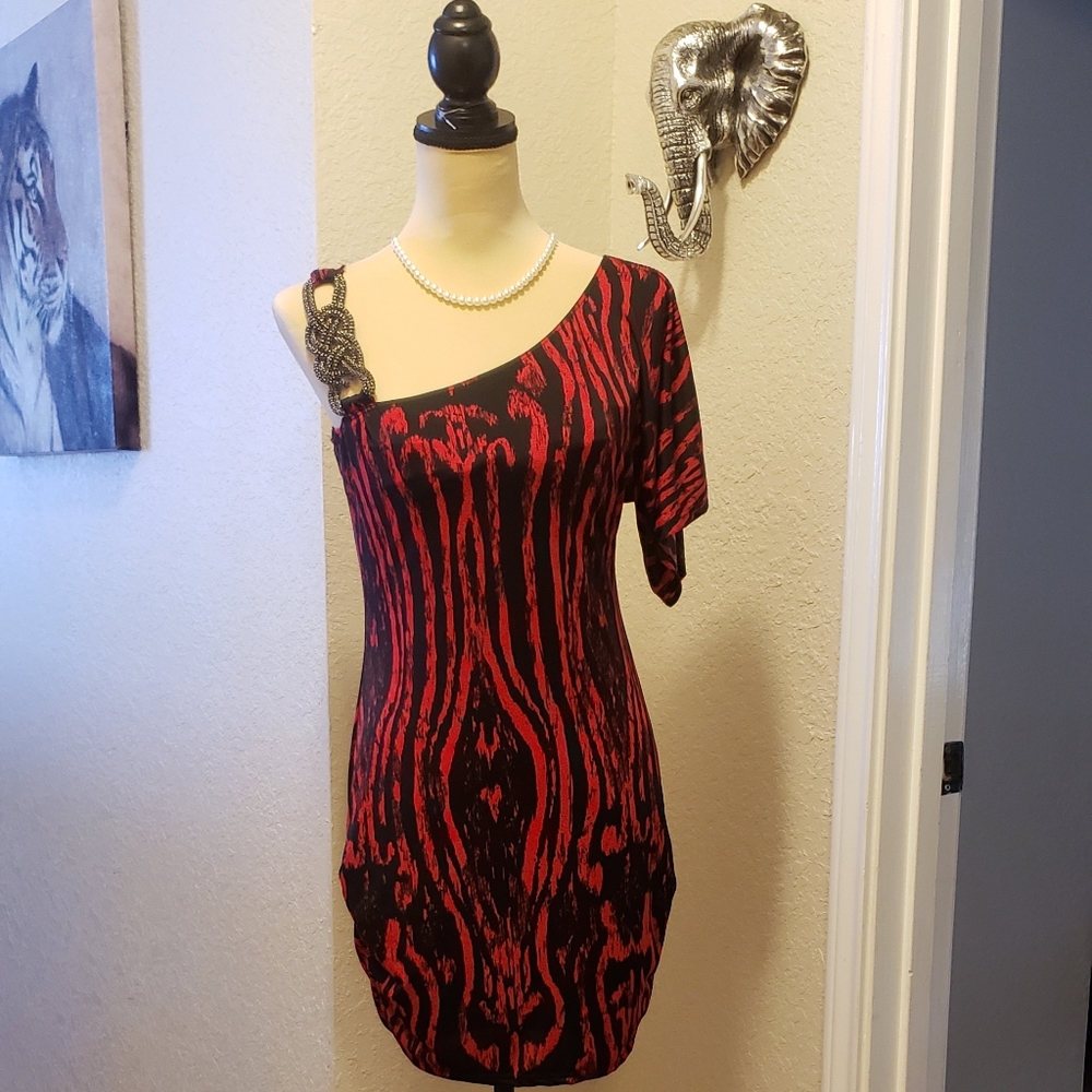 Red and black dress